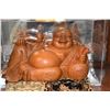 Image 2 : CHINESE COVERED WOOD MONEY BUDDHA & EMBROIDERIES (14 1/2" X 8 1/2") (3 PCS)