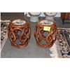 Image 1 : CHINESE BARREL STOOLS W/PORCELAIN INSET (PAIR)