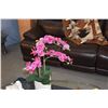 Image 2 : RECLINING LAUGHING BUDDHA STATUE ON STAND W/BOX & FAUX ORCHID PLANT (2 PCS)