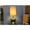 Image 1 : MID CENTURY GREEN CERAMIC TABLE LAMP W/SHADE