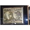 Image 2 : FRAMED GOLD FOIL WORLD MAP, DOUBLE HEMISPHERE (29 1/2" X 23 1/2")