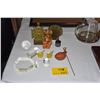 Image 1 : MIXED LOT: LIMOGE EGG, GLASS BIRDS, WIND UP MAX CARL KNITTING BEAR, BOOK ENDS, ETC. (12 PCS)