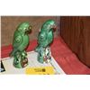 Image 1 : ANTIQUE CHINESE GREEN GLAZED SANCAI PARROT INCENSE HOLDERS (2 PCS)