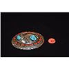 Image 1 : STERLING SILVER CORAL & TURQUOISE NAVAJO BELT BUCKLE; SIGNED