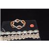 Image 2 : STERLING SILVER BURMESE JADE BRACELET (41 GTW) & 2 UNMARK