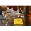 Image 1 : LALIQUE CRYSTAL "OPHELIE" LIDDED BOWL