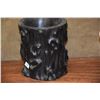 Image 1 : CHINESE HARDWOOD TREE TRUNK BRUSH POT IN HIGH RELIEF (6 1/4" X 5 1/2")