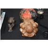 Image 2 : WOOD CARVED STATUARY & CHINESE HAT (3 PCS)