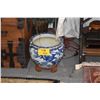 Image 1 : ANTIQUE JAPANESE BLUE & WHITE PORCELAIN PLANTERS W/STANDS W/BIRD & FLORAL PATTERN (PAIR)