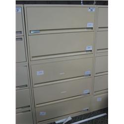 Cream 5 Drawer Lateral Filing Cabinet