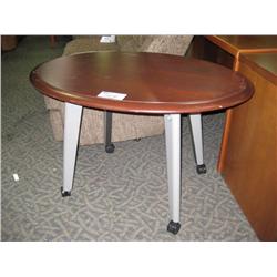 Cherry Rolling Oval Utility Table