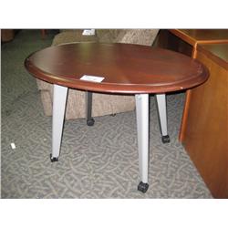 Cherry Rolling Oval Utility Table