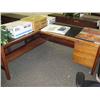 Image 2 : Oak/walnut L-shape Leather Inlay Executive