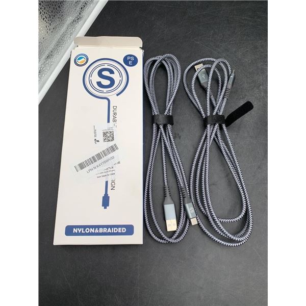 Durable Nylon Braided USB Type-A to Type-C Cable, Pack of 2