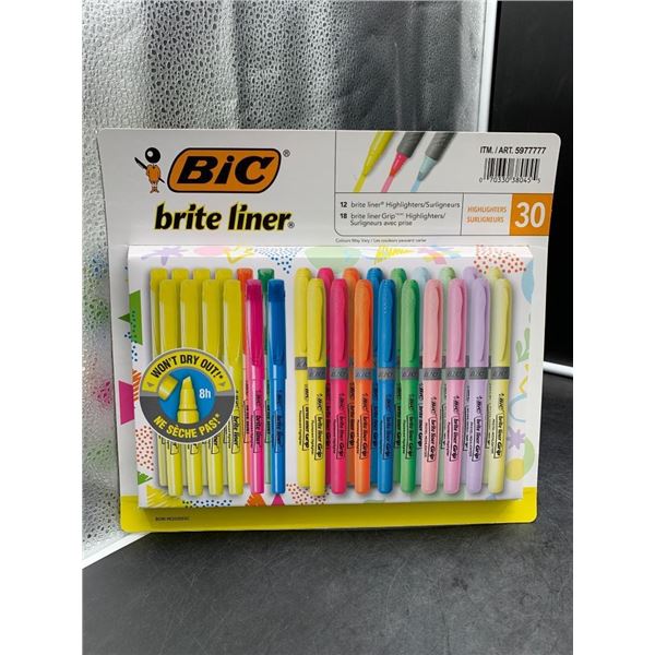 BIC Brite Liner Highlighter Assorted Colors Pack of 30