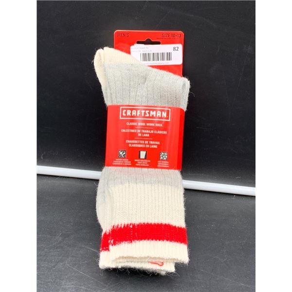 Craftsman Men’s Wool Socks, Size 10-13, Gray and Red Pack of 3