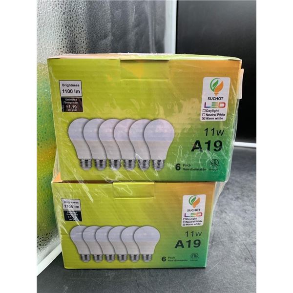 Suchot LED A19 11W Non-Dimmable Bulbs, 6-Pack Lot of 2