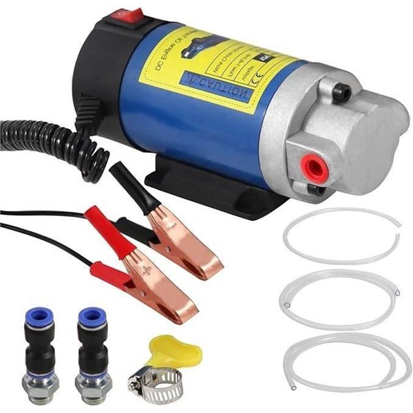 Vevitts 12V 100W Oil Transfer Pump, Oil Change Pump Extractor Motor Oil Diesel Fluid Transfer Pump f