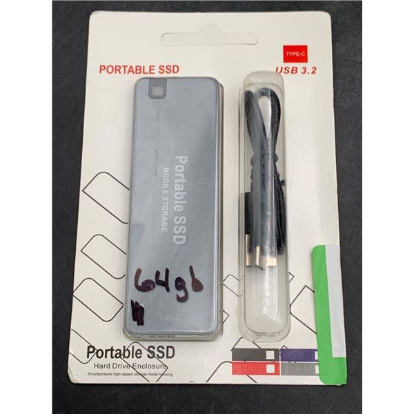 Portable SSD with Type-C USB 3.2 Connectivity, 64GB Capacity