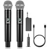 Image 1 : ALPOWL Wireless Microphones, Metal Dynamic Microphone System with Rechargeable Receiver, 50H Duratio