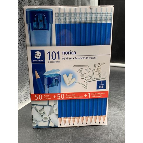 Staedtler Norica 101-Piece Pencil Set with Sharpener and Eraser Caps