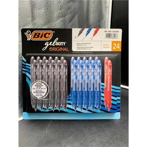 BIC Gel-ocity Gel Pens, 24-Count, Black, Blue, and Red Ink