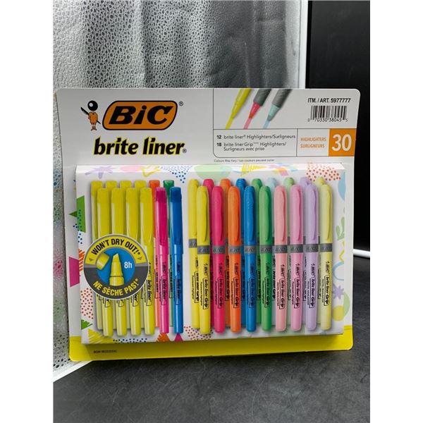 BIC Brite Liner Highlighters 30-Pack with Assorted Colors
