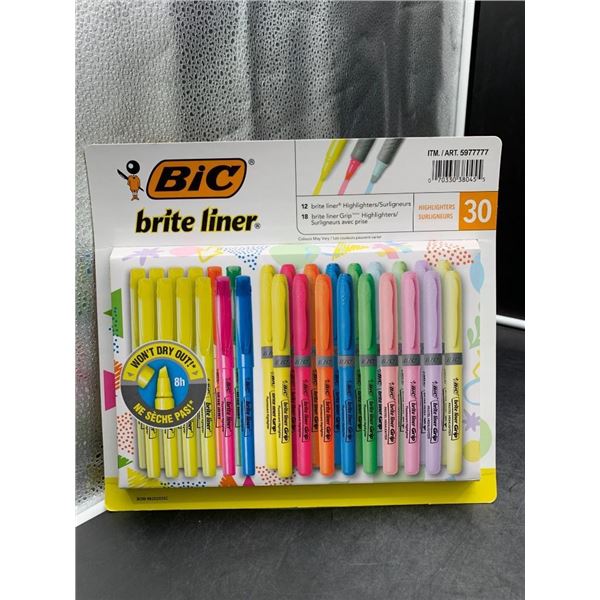 BIC Brite Liner Highlighters 30-Pack with Assorted Colors