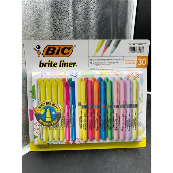BIC Brite Liner Highlighters 30-Pack with Assorted Colors