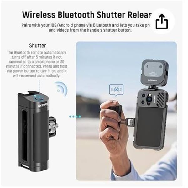 NEEWER Side Handle Grip with Wireless Remote Control Button Shutter Trigger for Smartphone Cage Vide