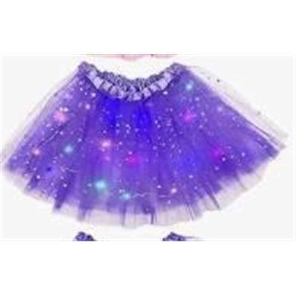 MUYANN Girl LED Dance Outfit with Tutu Skirt and Accessories – Purple