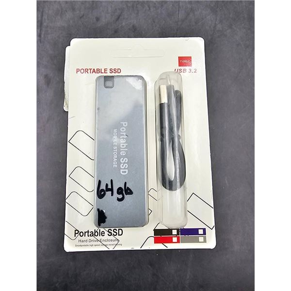 Portable SSD 64GB With USB 3.2 Data Cable