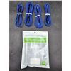 Image 1 : Set of Four USB-C Fast Charging Cables, Blue Braided Design