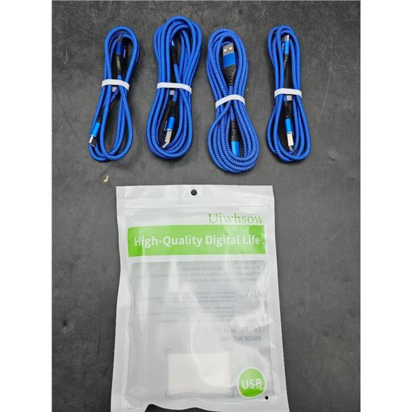 Set of 4 USB-C 3A Fast Charge Cables with Braided Design