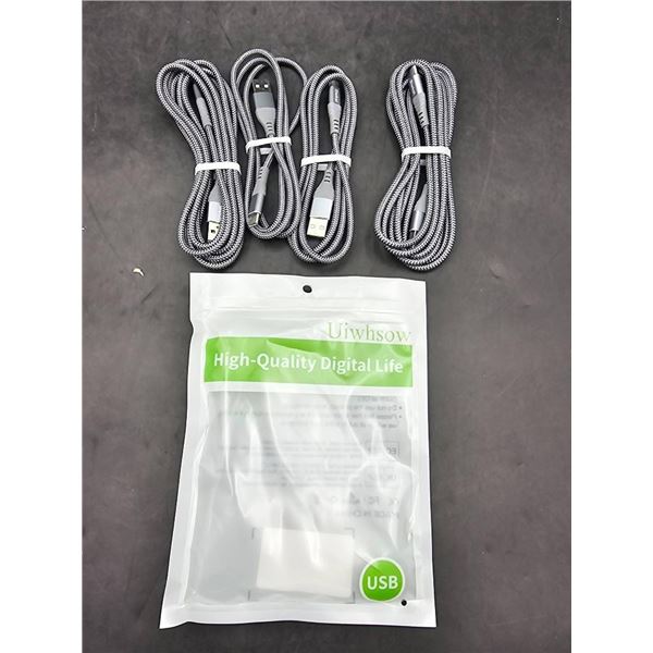 Set of 4 USB-C to USB-A Charging Cables, 3A Fast Charging, Compatible with Multiple Devices