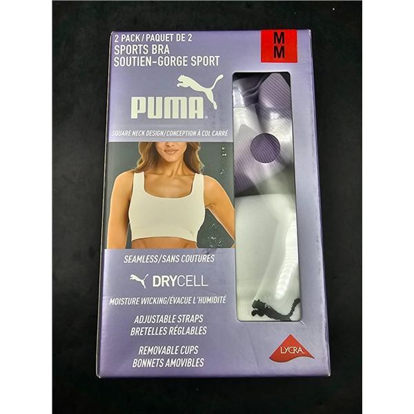 Puma 2-Pack Sports Bra with DryCell Technology, Size Medium