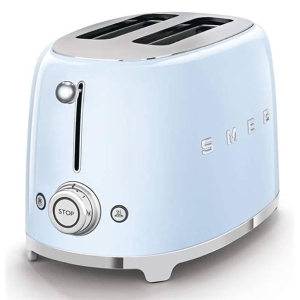 Smeg 2-Slice Toaster, Model TSF01, Pastel Blue Finish