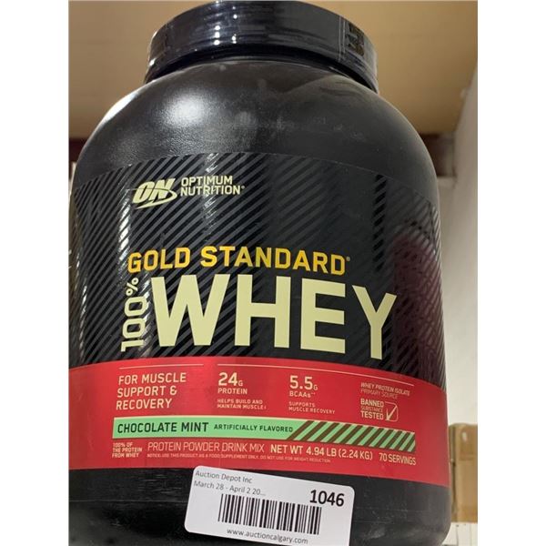 Optimum Nutrition Gold Standard 100 Percent Whey Chocolate Mint Protein, 4.94 lb