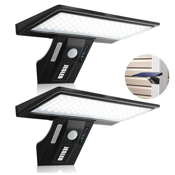 JESLED Solar Flood Lights Outdoor Motion Sensor Solar Powered Exterior Wall Security Light (2Pack)