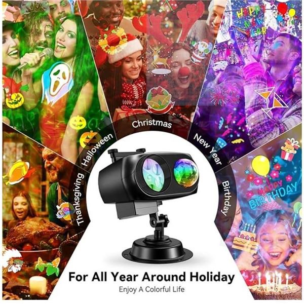Projector Lights Outdoor, Waterproof 2-in-1 Holiday Decorations Projection Lamp (10 Ocean Wave & 160