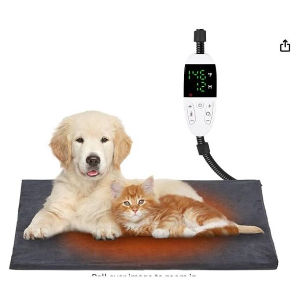 Papettly Pet Heating Pad for Dogs Cats – Constant Temperature Adjustable 30-60°C Indoor Hea
