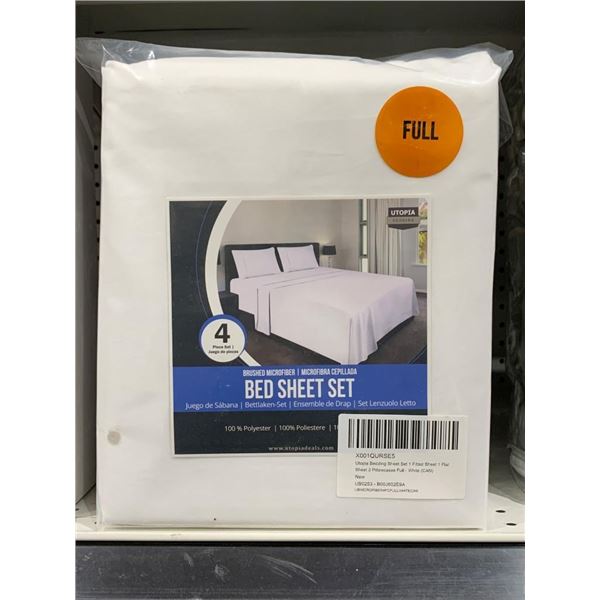 Utopia 4-Piece Full-Size Brushed Microfiber Bed Sheet Set White
