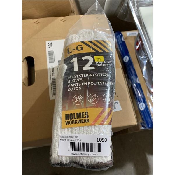 Holmes Workwear L-G Polyester & Cotton Gloves Set, 12 Pairs