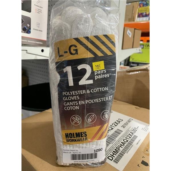 Holmes Workwear L-G Polyester and Cotton Gloves 12 Pairs
