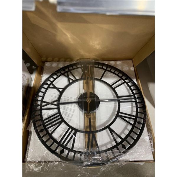 Roman Numeral Wall Clock with Metal Look