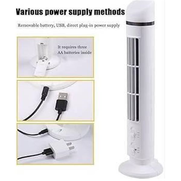 USB Tower Fan with Light and 2-Speed Settings