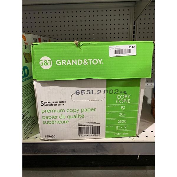 G&T 653L2002 Premium Copy Paper, 20 lb, 92 Bright, 11 x 17, 2500 Sheets