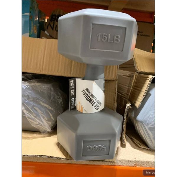 E360 Endurance Hex Rubber Dumbbell – 15LB Set of 2