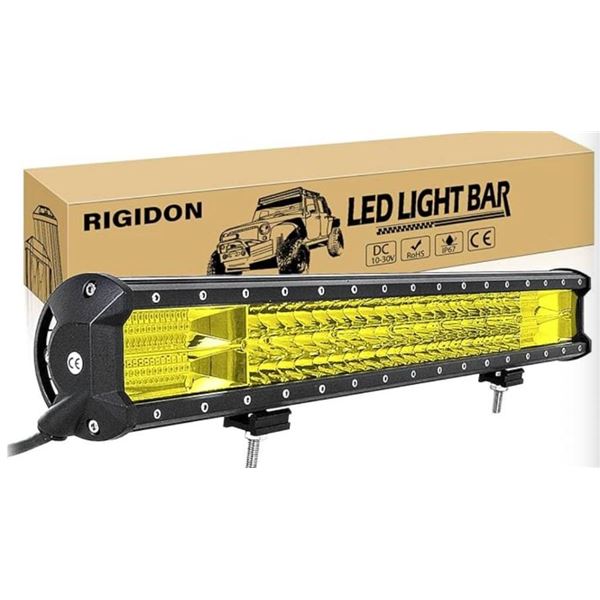 RIGIDON 23 Inch 324W Amber Light Bar, Triple Row Flood Spot Combo 32400LM LED Light Bar Waterproof