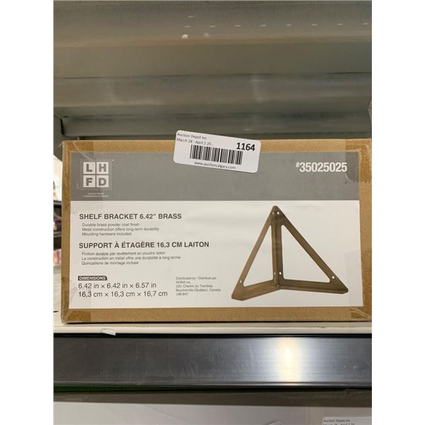 LHFD 6.42-Inch Brass Coated Shelf Brackets Lot of 12pcs